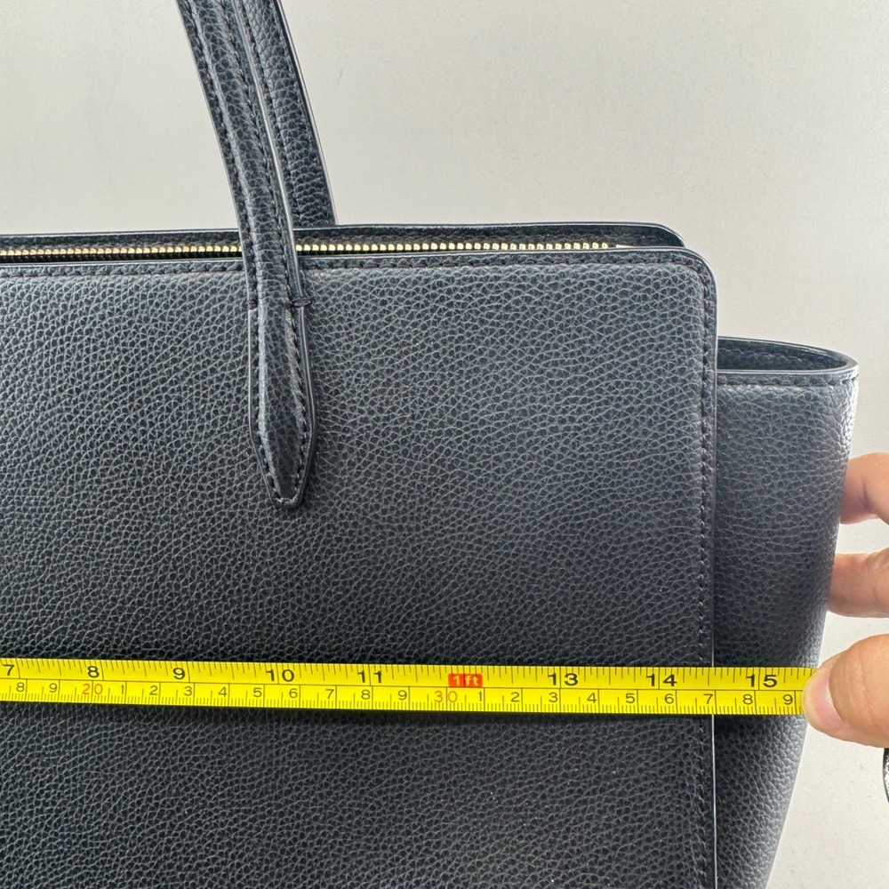 Tory Burch Womens Robinson Tote Pebbled Leather Gold Logo Black Handbag Large - Picture 13 of 16